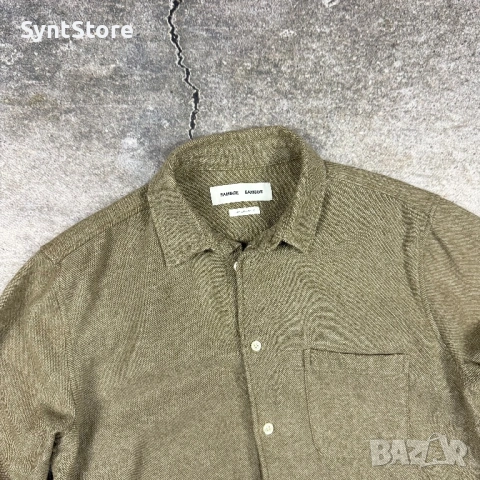 Мъжка риза Samsøe Samsøe Liam NF – Dark Olive Melange – Размер M, снимка 3 - Ризи - 53343135
