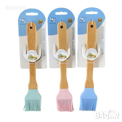 4236 Кухненска силиконова четка за мазане с дървена дръжка