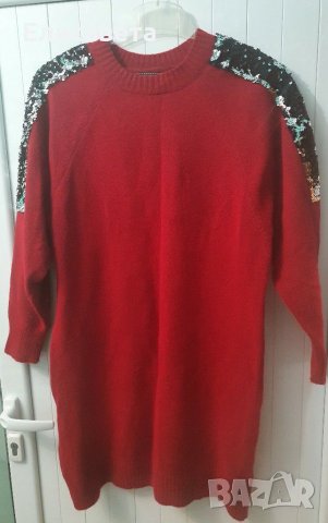 Червена зимна туника Л ХЛ, снимка 2 - Туники - 31175424