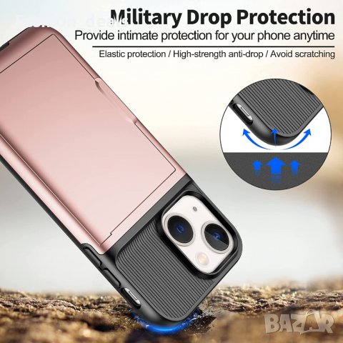 Нов защитен калъф розов кейс гръб за iPhone 13 Айфон с Поставка за карта, снимка 6 - Калъфи, кейсове - 37897299