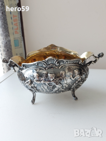 Стара немска сребърна 800 захарница/сребърни чаши,сребро, снимка 1 - Антикварни и старинни предмети - 44807752