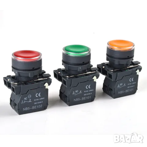 22mm водоустойчив моментен LED бутон 1NO 1NC SB5 LA68S XB5 AW33B5, снимка 2 - Друга електроника - 56004688