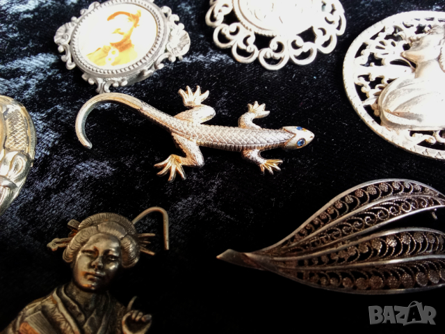 Стари брошки позлатени и посребрени, снимка 5 - Антикварни и старинни предмети - 44688532