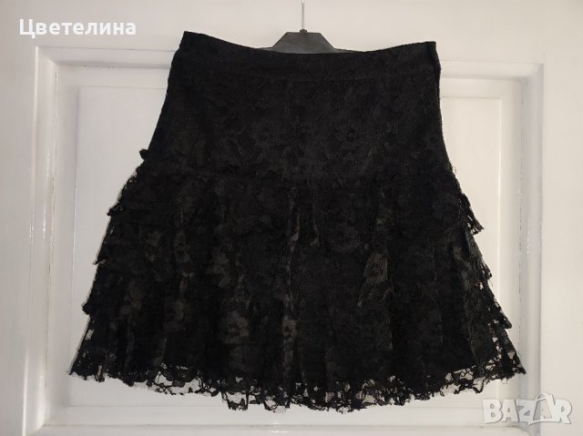 Дамска черна официална поличка с харбали H&M размер S 36 цена 10 лв., снимка 2 - Поли - 42634907