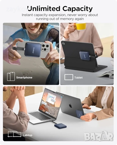 ORICO 512GB магнитен външен SSD, 4K ProRes HDR запис и съхранение, USB 3.1 Gen2, снимка 3 - Друга електроника - 52257279