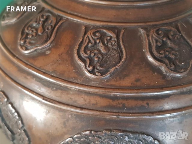 200 годишна - 18ти век колекционерска Китайска бронзова ваза, снимка 7 - Вази - 31457971