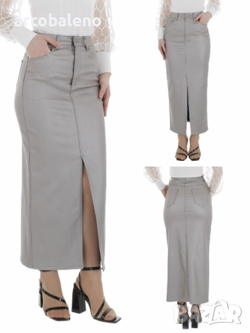 Дамска дълга пола от еко кожа, 4цвята , снимка 2 - Поли - 52506812