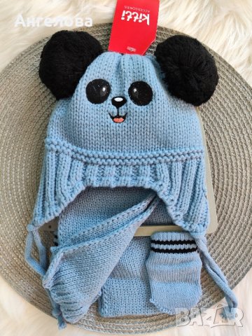 Зимен комплект шапка, шал и ръкавички , снимка 3 - Бебешки шапки - 42819115