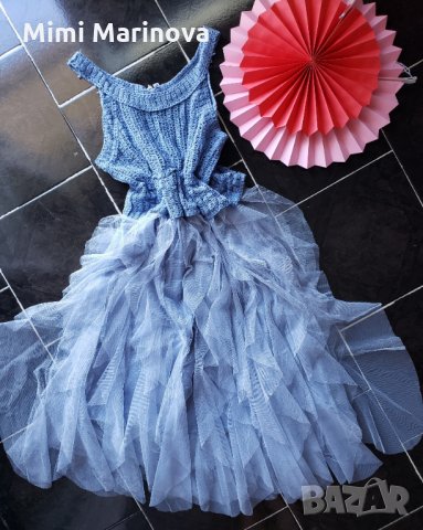 Раздвижена Рокля с кристален тюл и плетиво, снимка 2 - Рокли - 29858440