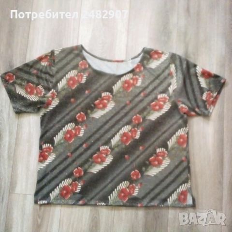 Дамска блуза с блестящ ефект, снимка 3 - Тениски - 51699953