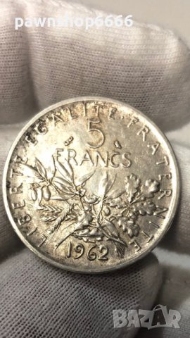 3 броя сребърни монети Франция 5 франка, 1962/1964/1965г, снимка 11 - Нумизматика и бонистика - 40128345