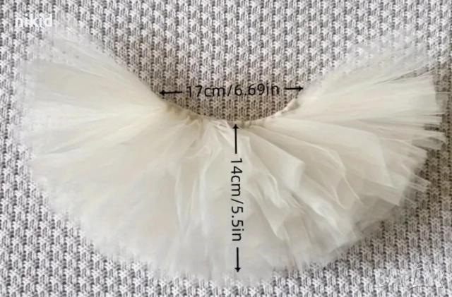 кремава и бяла туту пола пачка поличка и лента с пандела за глава за бебе фотосесия фото декор, снимка 7 - Други - 19343125