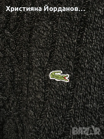 Вълнен пуловер Lacoste тъмносиво , Л, снимка 3 - Пуловери - 53064365