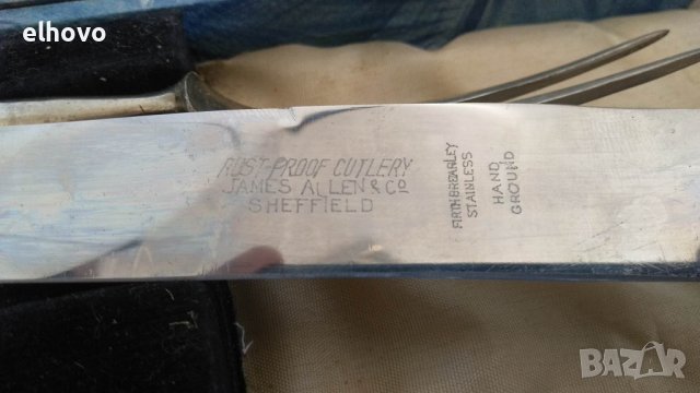 Комплект нож, вилица, масат James Allen Sheffield, снимка 5 - Антикварни и старинни предмети - 39526592