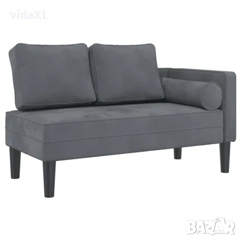 vidaXL Кушетка с възглавници, тъмносива, кадифе