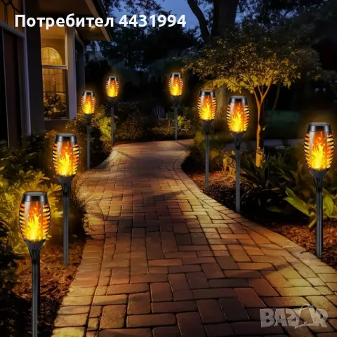 8 бр. Соларни пламъкови светлини, мигащи пламък LED светлини., снимка 1