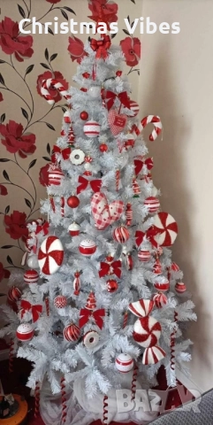 Коледна Снежно бяла елха с шишарки + пласмасова стойка. ТОП ПРЕДЛОЖЕНИЕ, снимка 9 - Декорация за дома - 52112048