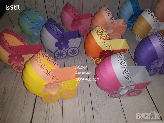 3Д количка -покана кръстници, подарък за гости на кръщене, покани колички, подарък новородено бебе, снимка 15 - Други - 18683734