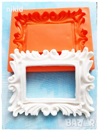 Правоъгълна Рамка стърчащи мотиви силиконов молд форма фондан гипс декор, снимка 2 - Форми - 44674124