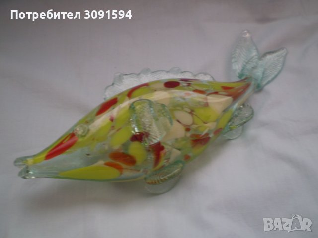 Стара фигура на риба многоцветно стъкло, снимка 2 - Антикварни и старинни предмети - 36913273