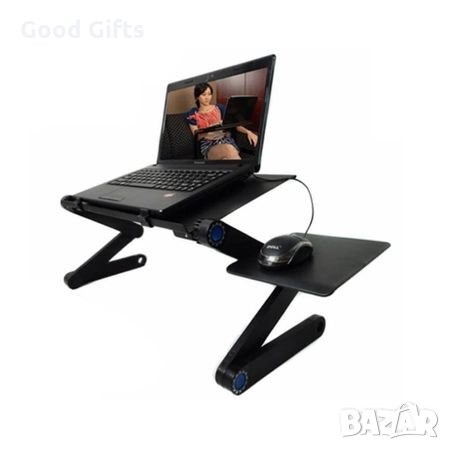 Мултифункционална Алуминиева сгъваема маса за лаптоп Т8 с два охладителя, 11 позиции, снимка 3 - Друга електроника - 35489146