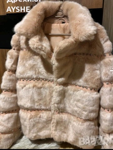 палто от естестен заешки косъм, снимка 4 - Палта, манта - 53034047