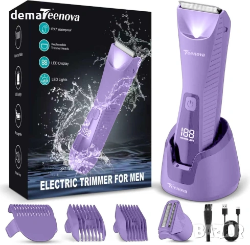 Електрическа самобръсначка 2 в 1 за мъже с керамично острие, LED дисплей, черна