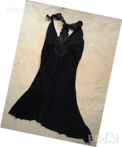 Еластична черна къса рокля с дантелен гръб , снимка 3 - Рокли - 29247871