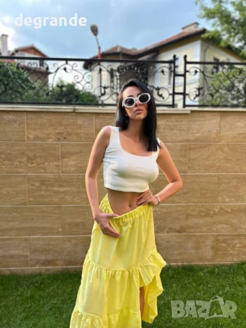 Жълта дълга пола, снимка 3 - Поли - 50870454