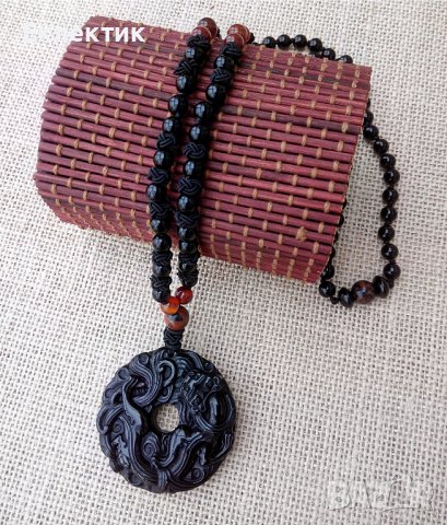 Амулети от естествен обсидиан с гердани, снимка 9 - Колиета, медальони, синджири - 38903566
