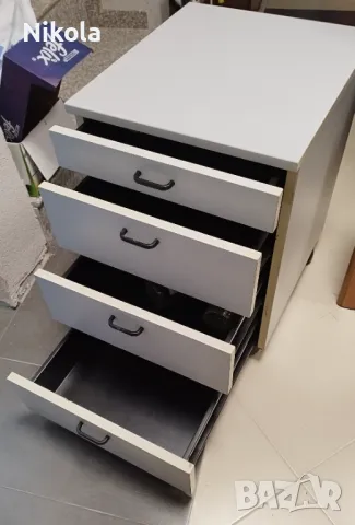 Шкафче за бюро с 4 чекмеджета - контейнер на колела 43,3 /50/60,5см, снимка 17 - Шкафове и рафтове - 48229539