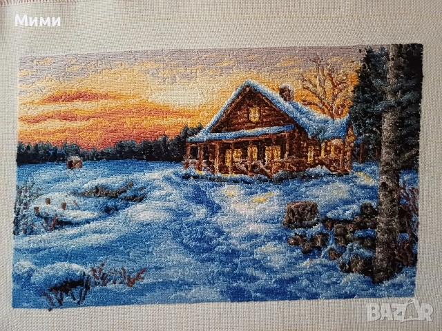 Гоблен "Зимен залез", снимка 2 - Гоблени - 54132763