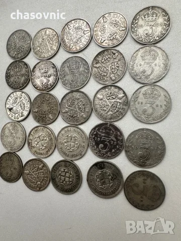 🪙 Лот 25 броя СРЕБЪРНИ монети 3 Пенса Великобритания (1920-1940) - 90€ за всички Монети, снимка 3 - Нумизматика и бонистика - 56162658