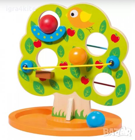 Дървена игра - Ябълково дърво с улеи и топки, снимка 2 - Образователни игри - 35009380