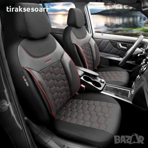 Луксозна тапицерия OTOM CARBON черна с червен шев, снимка 2 - Аксесоари и консумативи - 53058114