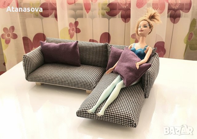 диван за кукли Барби, обзавеждане подходящо за къща за кукли, снимка 5 - Кукли - 44238087