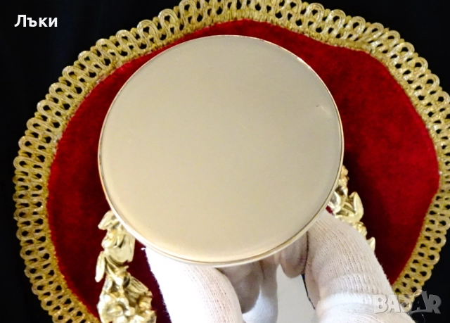 Посребрен бронзов бокал,ваза,перлен релеф. , снимка 6 - Антикварни и старинни предмети - 52674521