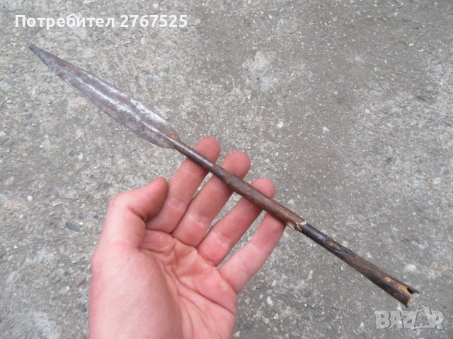 Старо Ковано Острие 18/19 век от Африканско копие нож , снимка 3 - Антикварни и старинни предмети - 40197143