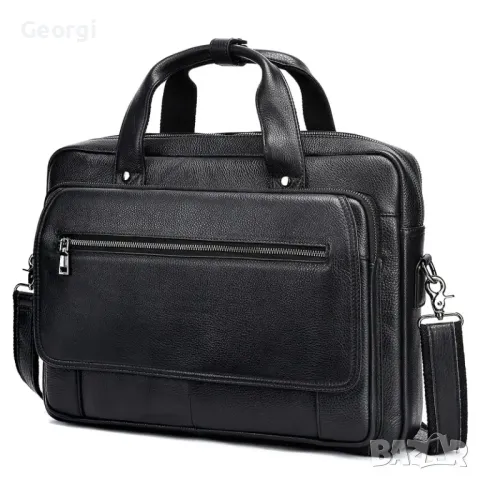 Класическа Мъжка Бизнес чанта (куфарче за лаптоп 16”) Естествена кожа!, снимка 6 - Чанти - 49293945