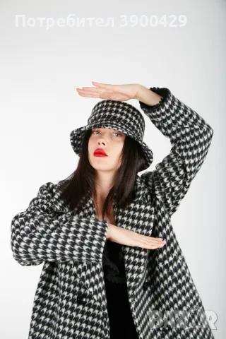 Дамска Зимна Шапка Bucket hat Annabelle - Пепит, снимка 2 - Шапки - 47775893