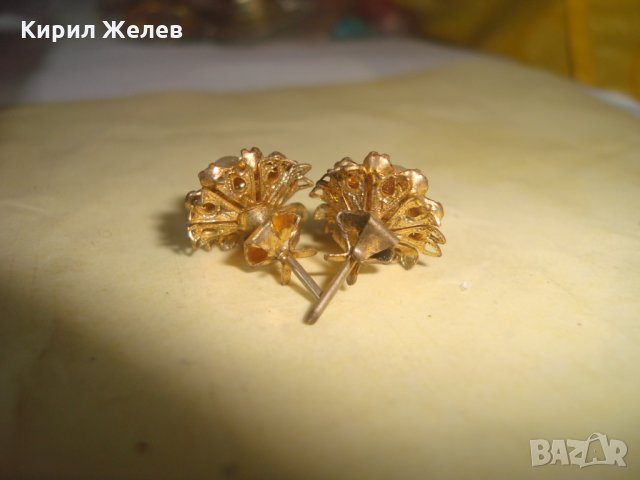 СТАРИННИ БРОНЗОВИ ФИЛИГРАННИ ПОЗЛАТЕНИ СКЪПОЦЕННИ АР ДЕКО ПЕРЛЕНИ ОБЕЦИ с ФАСЕТ КАМЪНИ ПЕРИДОТ 24426, снимка 11 - Антикварни и старинни предмети - 33958095