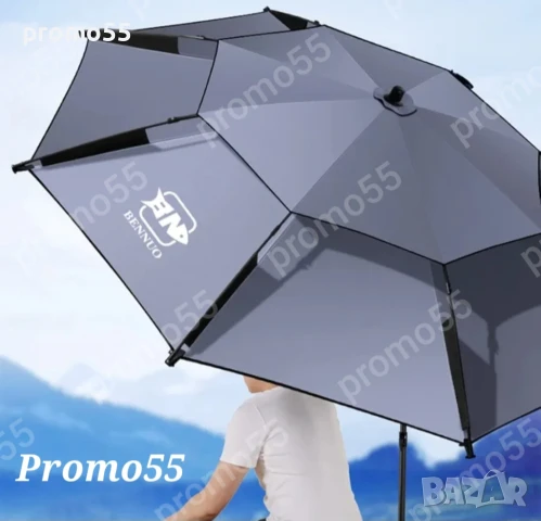 Плажен чадър с чупещо рамо, УВ защита, тризъбец, 220см., снимка 16 - Къмпинг мебели - 50585712