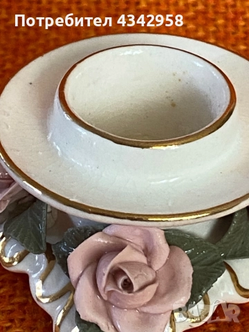Alka. Germany.1950 г.Винтидж свещник с рози., снимка 4 - Антикварни и старинни предмети - 51691692