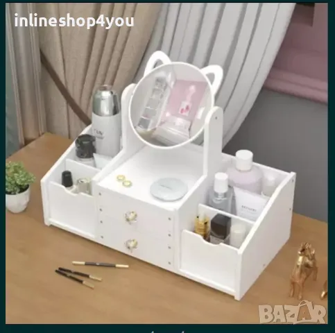 Луксозна тоалетка за грим с огледало за перфектна подредба на грим, снимка 2 - Огледала - 49637341