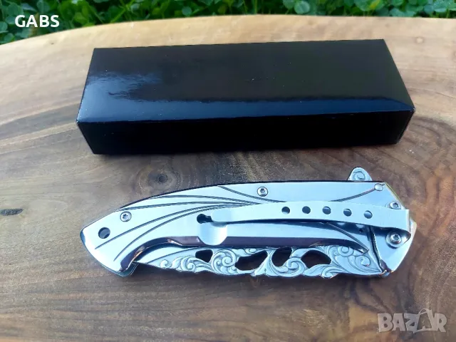 Сгъваем джобен нож с инкрустирана дръжка елен,7040, снимка 4 - Ножове - 49242835