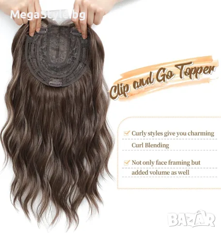 Премиум Дамска перука (Hair Topper) MORICHY – 40 см (16 инча), снимка 2 - Аксесоари за коса - 55835118