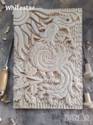 Дърворезба "Петел пее - слънце грее", снимка 4 - Пана - 50905738