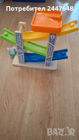 Дървена детска играчка писта, снимка 2 - Коли, камиони, мотори, писти - 53940625