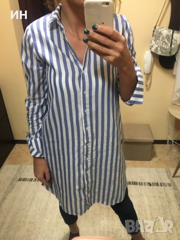 Риза рокля в бяло и светло синьо, снимка 9 - Рокли - 29423445