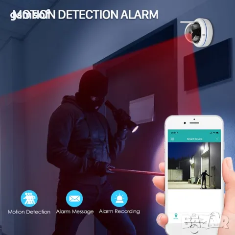 Dome WiFi куполна камера 5 mpx за видеонаблюдение Icsee, Xmeye app, снимка 9 - IP камери - 49266105